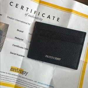 Burberry Black Textured Leather Key Card Holder
